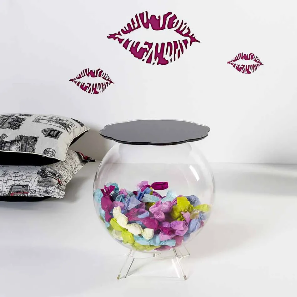 Couchtisch / runder schwarzer Biffy Container, modernes Design made in Italy Viadurini