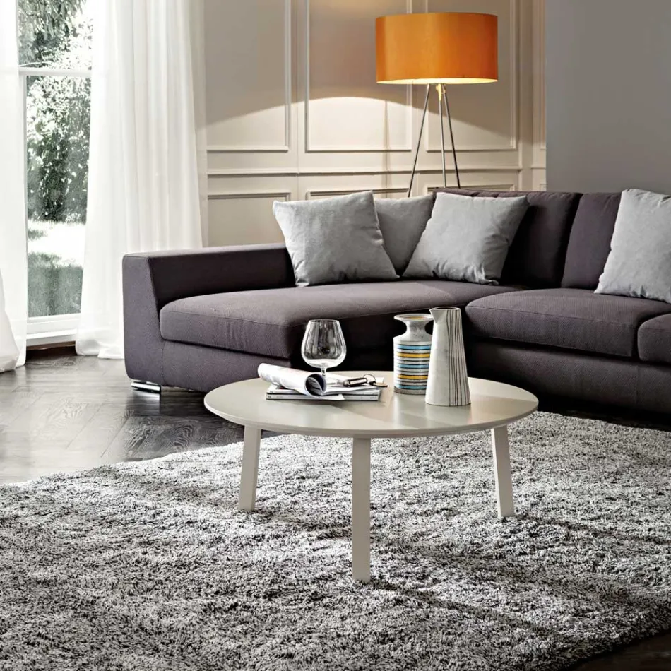 Couchtisch mit runder Platte aus lackiertem Mdf Made in Italy - Tobiko Viadurini
