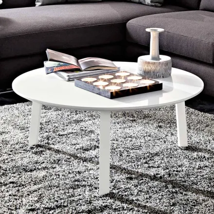 Couchtisch mit runder Platte aus lackiertem Mdf Made in Italy - Tobiko Viadurini