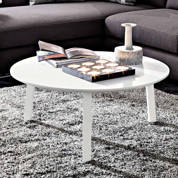 Couchtisch mit runder platte aus lackiertem mdf made in italy - tobiko