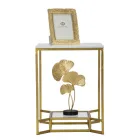 Golden Square Couchtisch aus Eisen, weißem Harz und Glas - Tokyo Viadurini