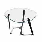 Handgefertigter Couchtisch aus Glas und Stahl Made in Italy - Marbello Viadurini