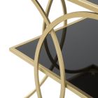 Couchtisch aus Eisen mit Gold-Finish und schwarzen Glasplatten - Serpico Viadurini