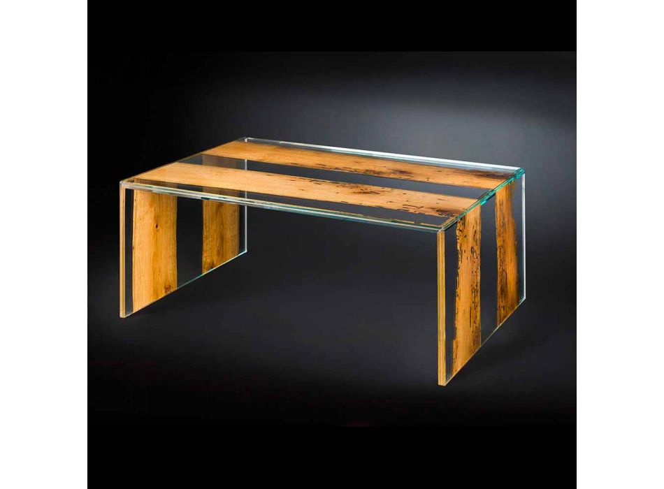 Tabelle venezianischer Briccola Holz Kaffee und Glas 120 cm
