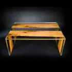 Tabelle venezianischer Briccola Holz Kaffee und Glas 120 cm Viadurini