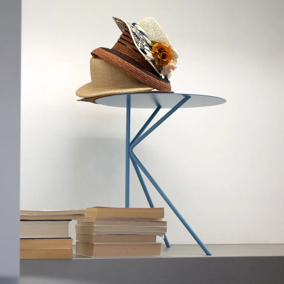 Runder Couchtisch aus Metall, Design in verschiedenen Farben und 2 Größen - Olesya Viadurini