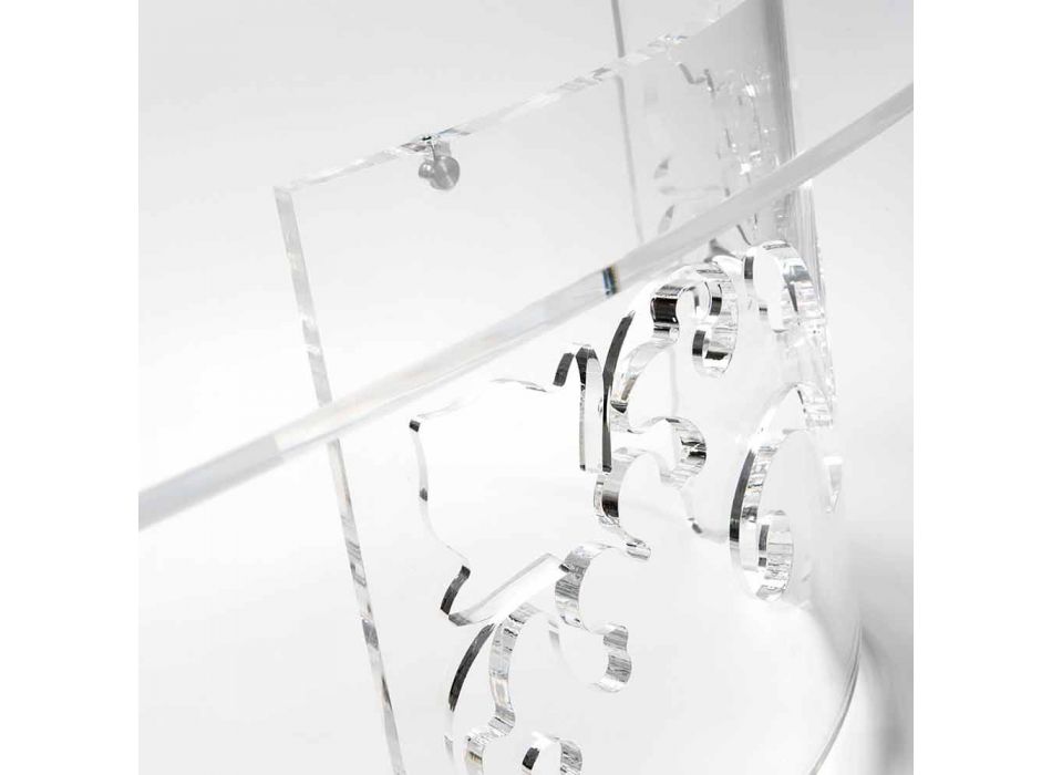 Couchtisch aus geräuchertem oder transparentem Plexiglas mit dekoriertem Sockel - Crassus