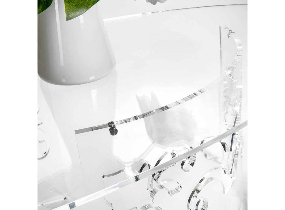 Couchtisch aus geräuchertem oder transparentem Plexiglas mit dekoriertem Sockel - Crassus