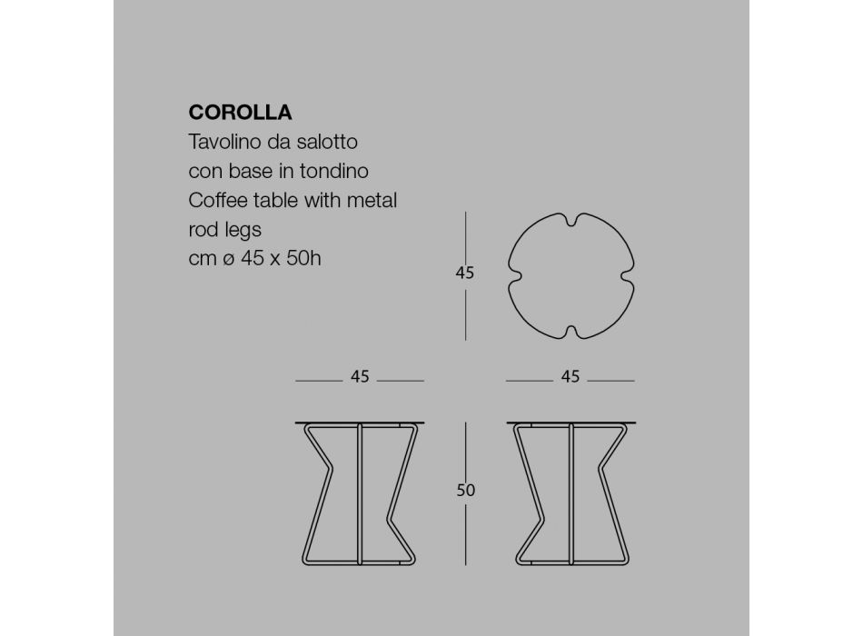 Couchtisch für Wohnzimmer in Metall, Design in verschiedenen Farben - Kathrin