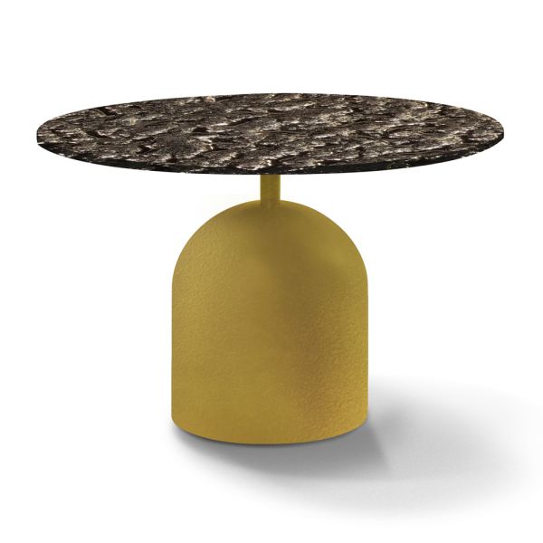 Runder couchtisch aus geschmiedetem kristall und metall made in italy - livigno