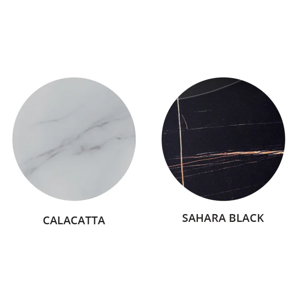 Runder Couchtisch aus luxuriösem Metall und Glas in Marmoroptik - Magali Viadurini