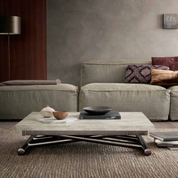Moderner verwandelnder couchtisch aus holz und metall made in italy - gabri
