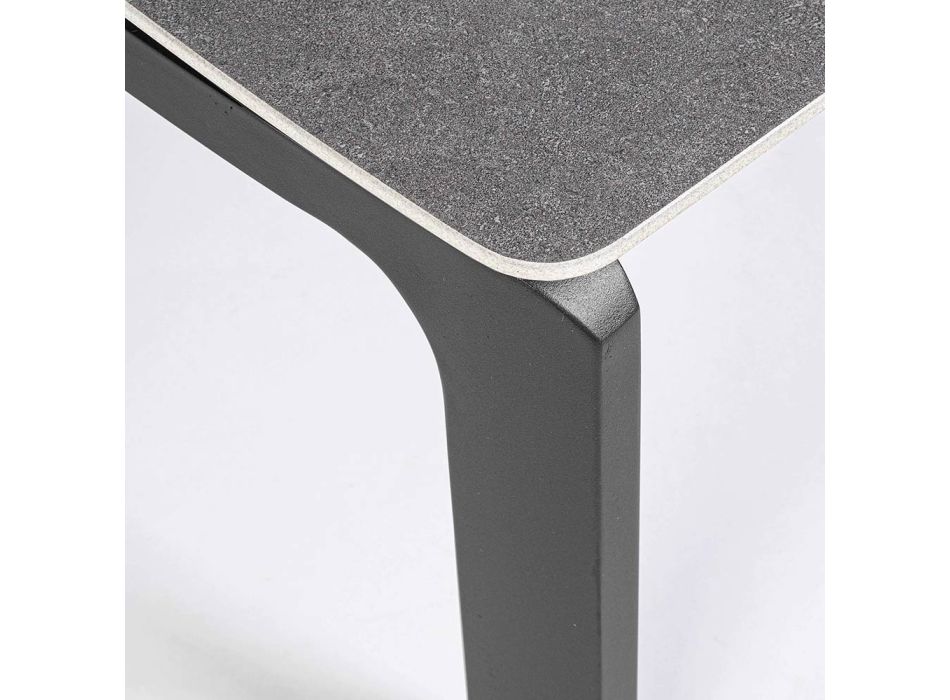 Couchtisch für den Außenbereich mit Keramikplatte und Aluminiumbasis, Homemotion - Rivas Viadurini