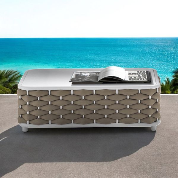 Outdoor-couchtisch aus aluminium und handgewebtem stoff - reda