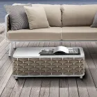 Outdoor-Couchtisch aus Aluminium und handgewebtem Stoff - Reda Viadurini