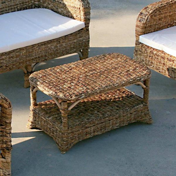 Outdoor-couchtisch aus natürlichem bananengeflecht - dish