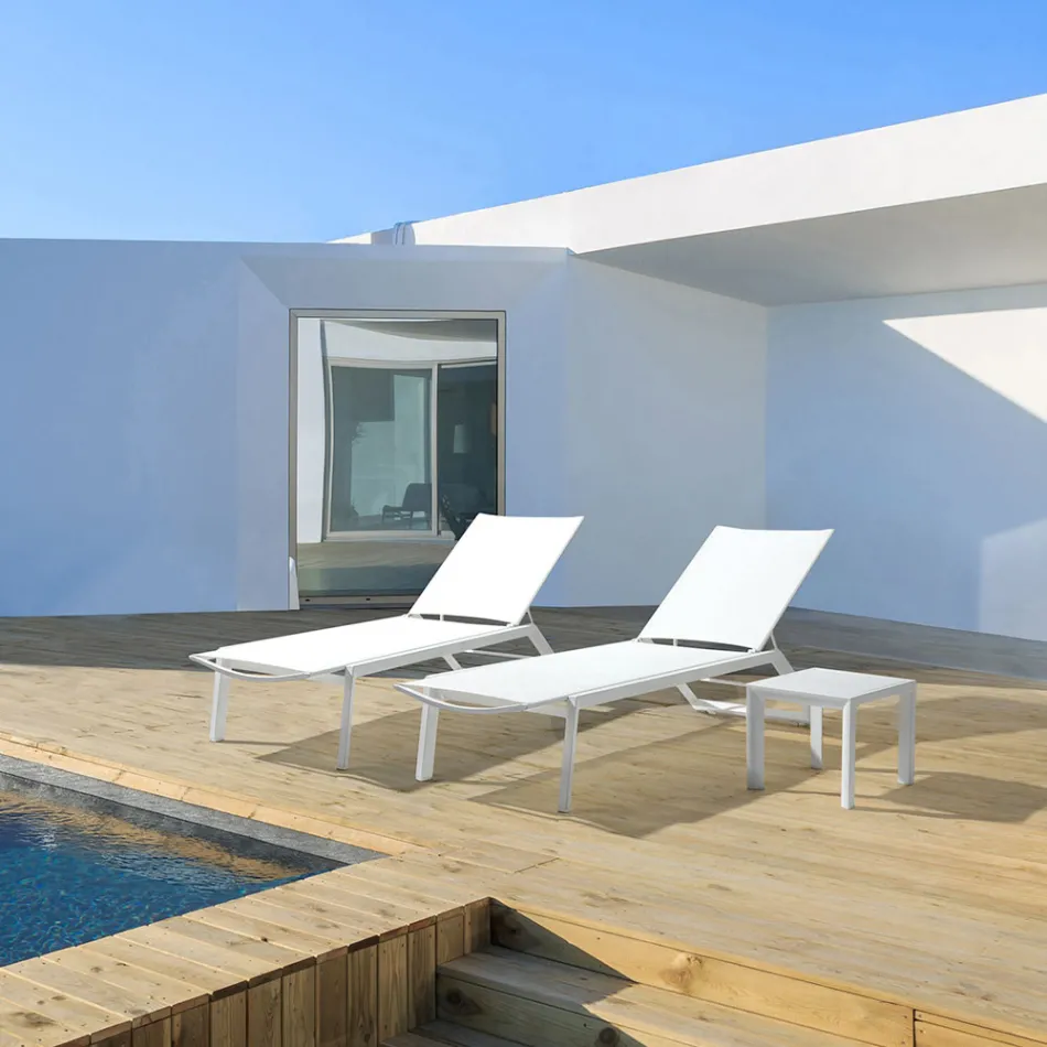 Quadratischer Couchtisch für den Außenbereich aus lackiertem Aluminium, Homemotion 2-teilig – Marius Viadurini