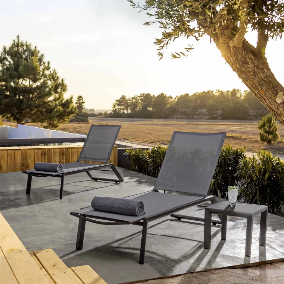 Quadratischer Couchtisch für den Außenbereich aus lackiertem Aluminium, Homemotion 2-teilig – Marius Viadurini