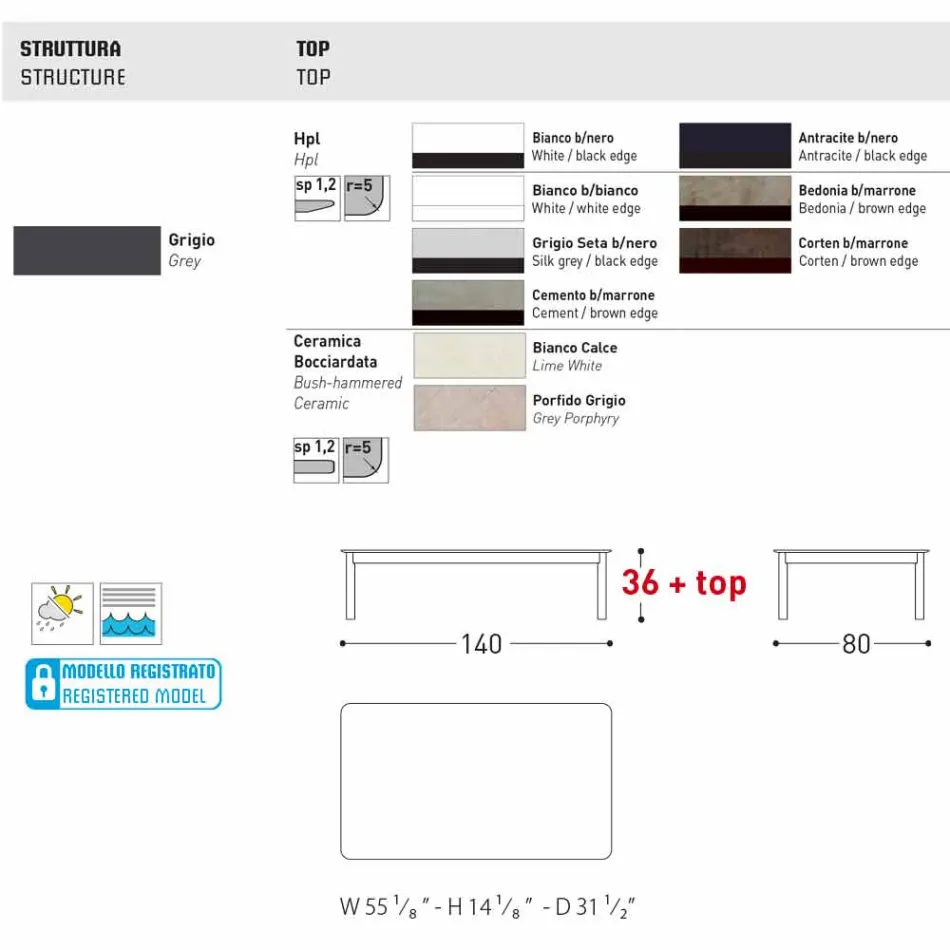 Outdoor-Couchtisch von Varaschin System aus lackiertem Aluminium Viadurini