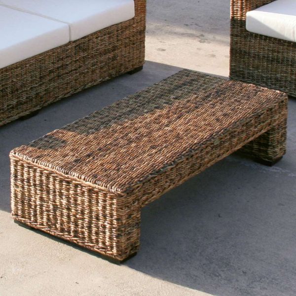 Garten-couchtisch mit natürlicher bananenflechtstruktur - dish