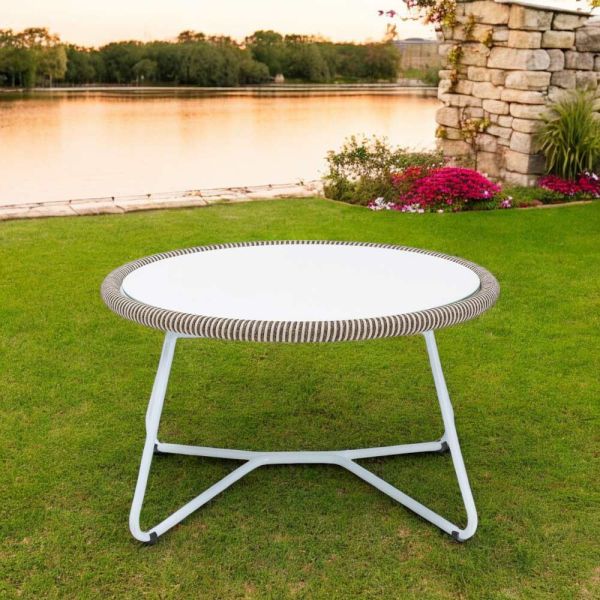 Garten-couchtisch aus aluminium und seilgeflecht - alcor