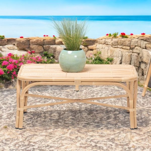 Garten-couchtisch aus aluminium- und polyrattan-geflecht - ellide