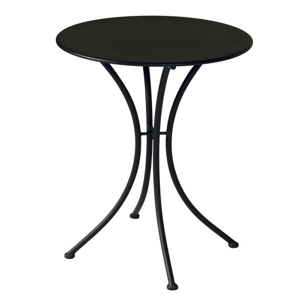 Garten-couchtisch aus schwarz lackiertem eisen mit runder platte - gendron