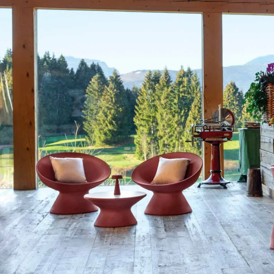 Garten Couchtisch aus Polyethylen mit HPL-Platte Made in Italy - Desmond Viadurini