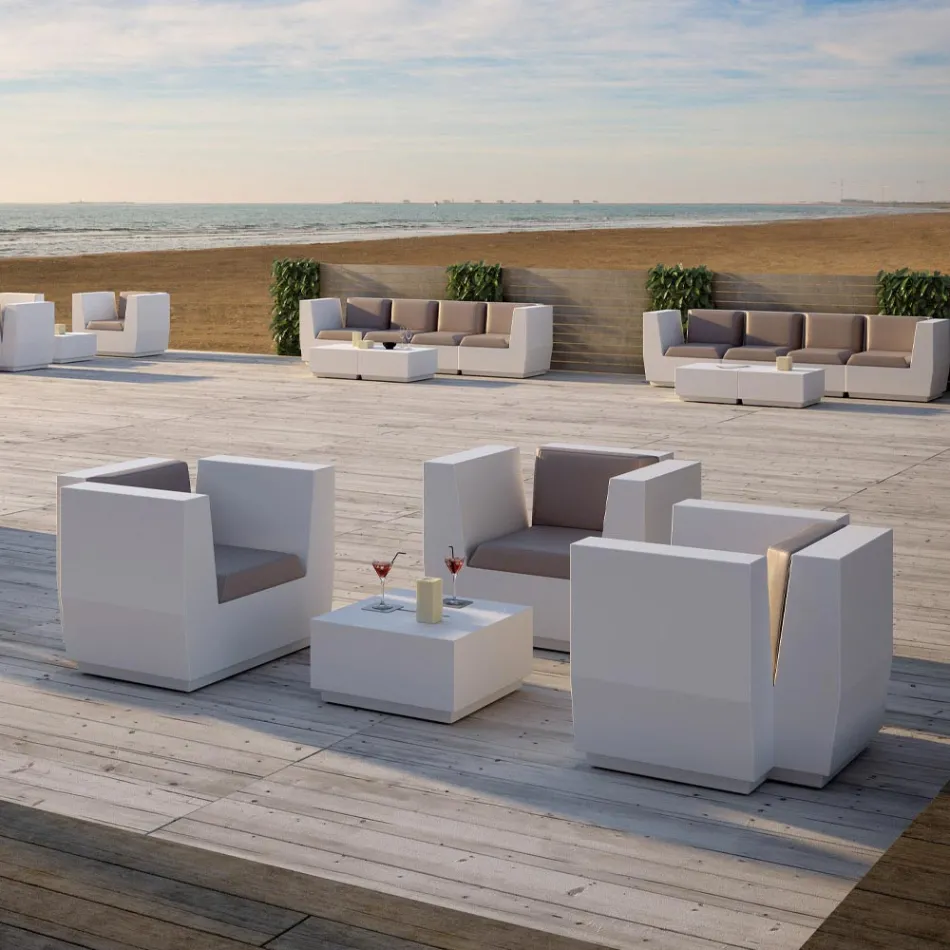 Quadratischer Garten-Couchtisch aus Polyethylen Made in Italy - Macao Viadurini