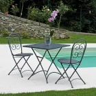 Klappbarer quadratischer Garten-Couchtisch aus anthrazitgrauem Eisen - Zoubiba Viadurini