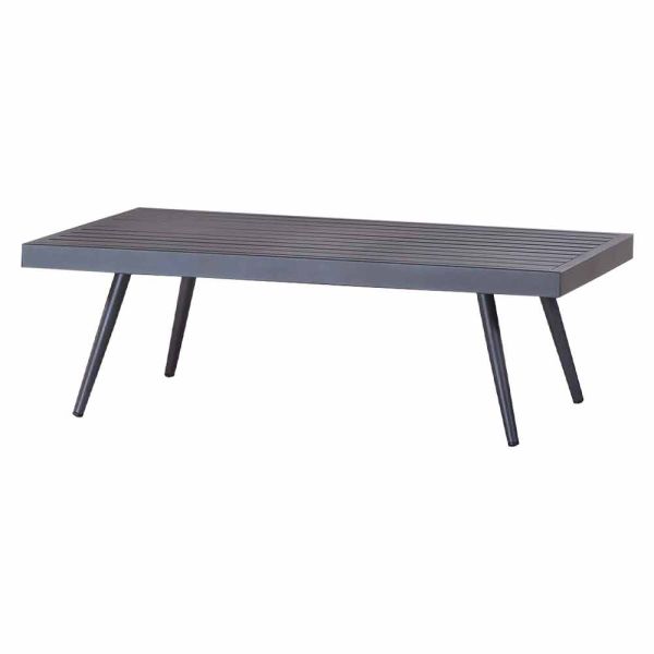 Rechteckiger garten-couchtisch aus anthrazit lackiertem aluminium - rasti