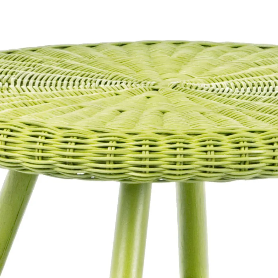 Runder Garten-Couchtisch aus Designer-Rattan, Durchmesser 52 cm – Favolizia Viadurini