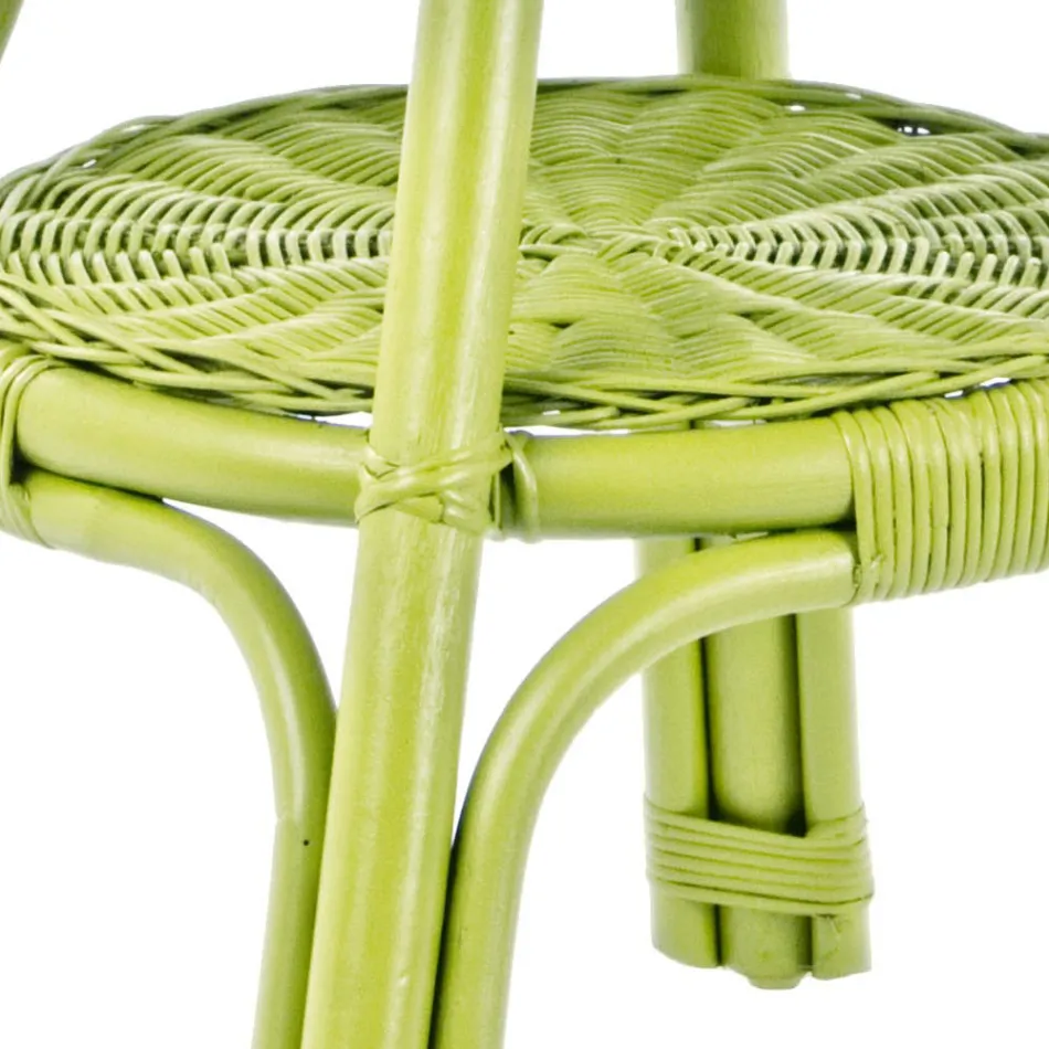 Runder Garten-Couchtisch aus Designer-Rattan, Durchmesser 52 cm – Favolizia Viadurini
