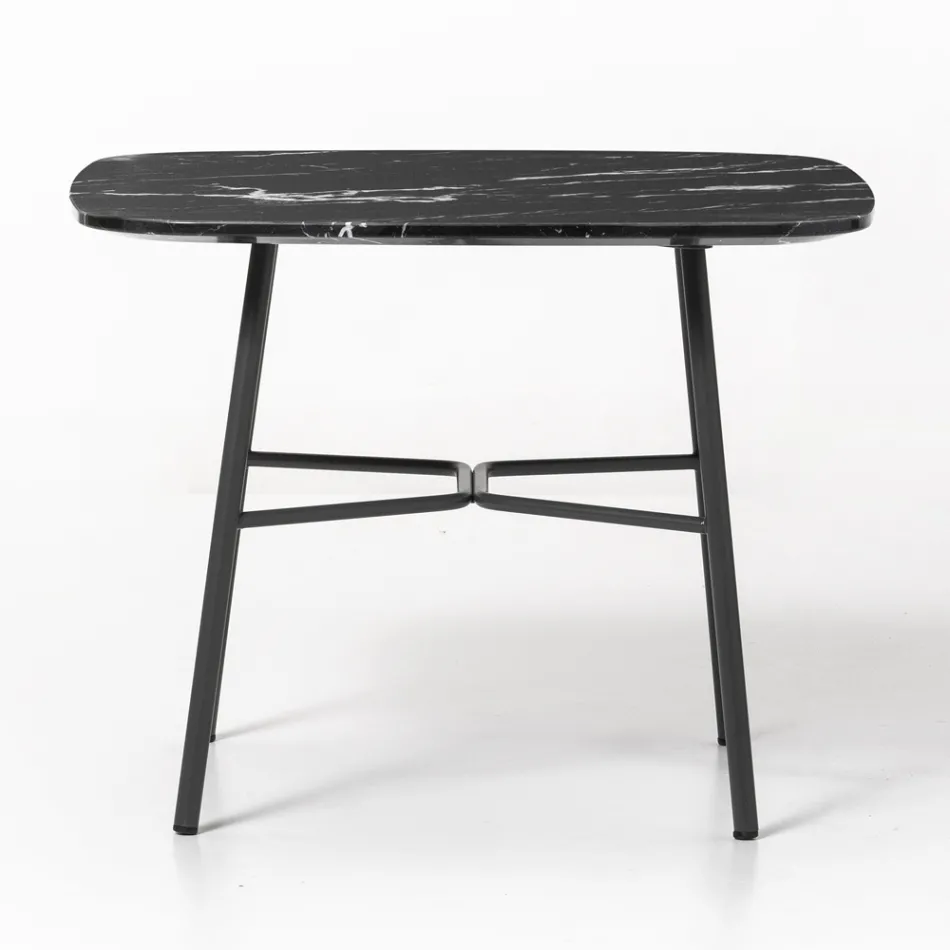 Couchtisch mit quadratischer Marmorplatte Made in Italy - Makino Viadurini