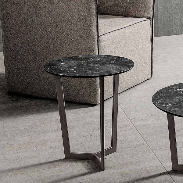 Couchtisch mit runder platte aus laminiertem hpl made in italy - mina