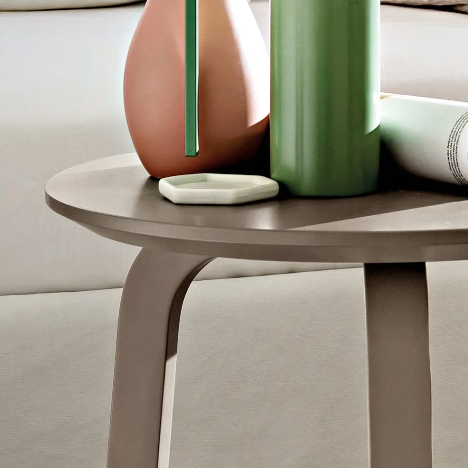 Wohnzimmer Couchtisch mit runder lackierter MDF-Platte Made in Italy, Precious - Tobiko Viadurini