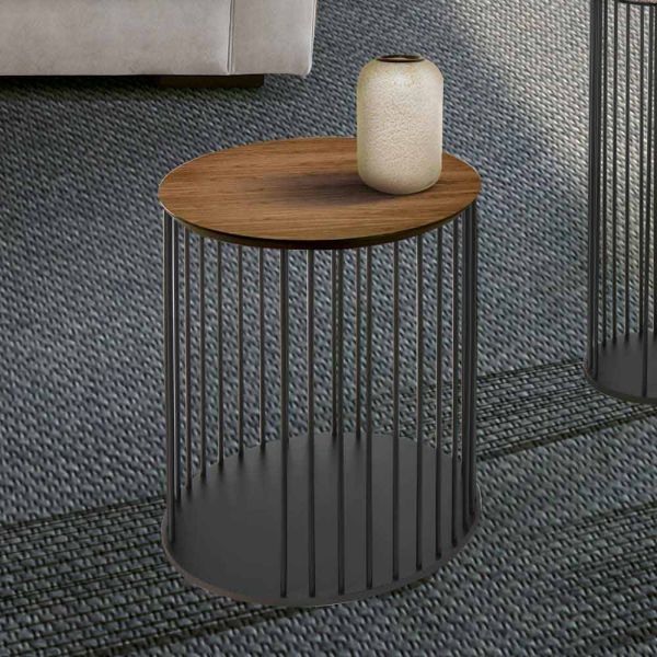Couchtisch mit runder holzplatte made in italy - montebianco