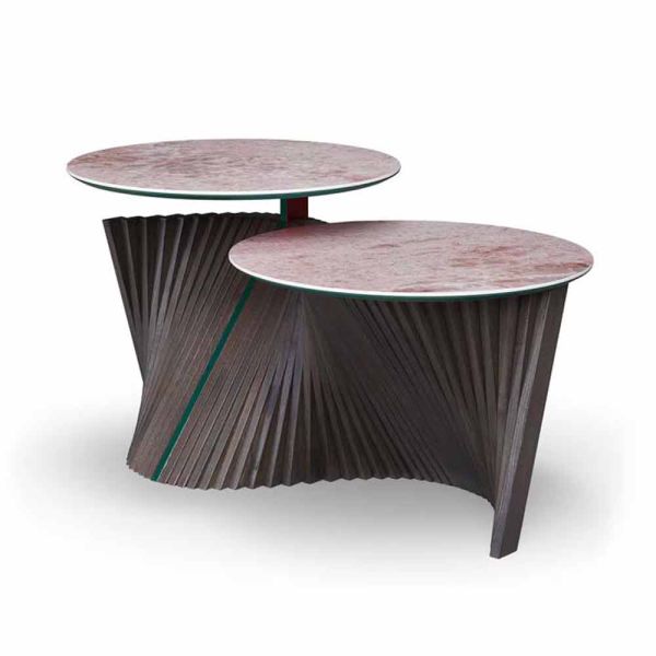 Luxus-couchtisch mit 2 runden tops in gres made in italy - stockholm