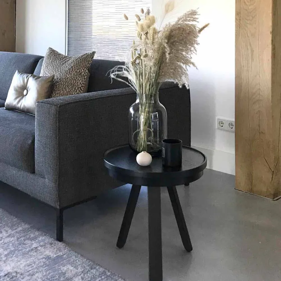 Design Couchtisch mit runder Platte und Beinen aus massivem Holz - Salerno Viadurini