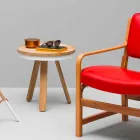 Design Couchtisch mit runder Platte und Beinen aus massivem Holz - Salerno Viadurini