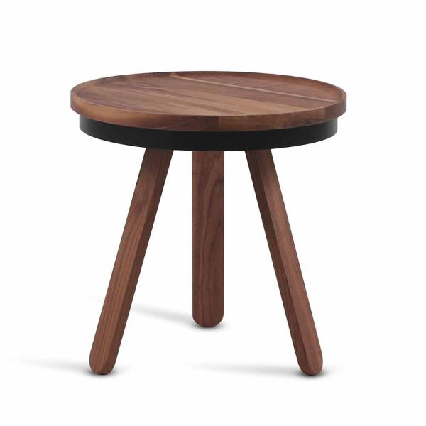 Design couchtisch mit runder platte und beinen aus massivem holz - salerno