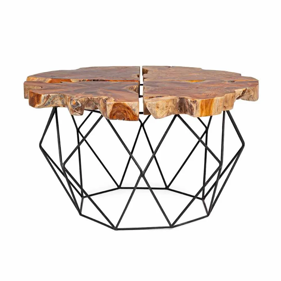 Homemotion Design Couchtisch mit Teakplatte - Grillo Viadurini