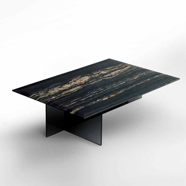 Design couchtisch aus marmor mit glasboden made in italy - molino