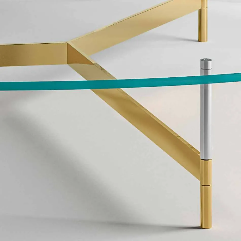 Design Couchtisch aus Glas mit Metallbasis Made in Italy - Cinci Viadurini