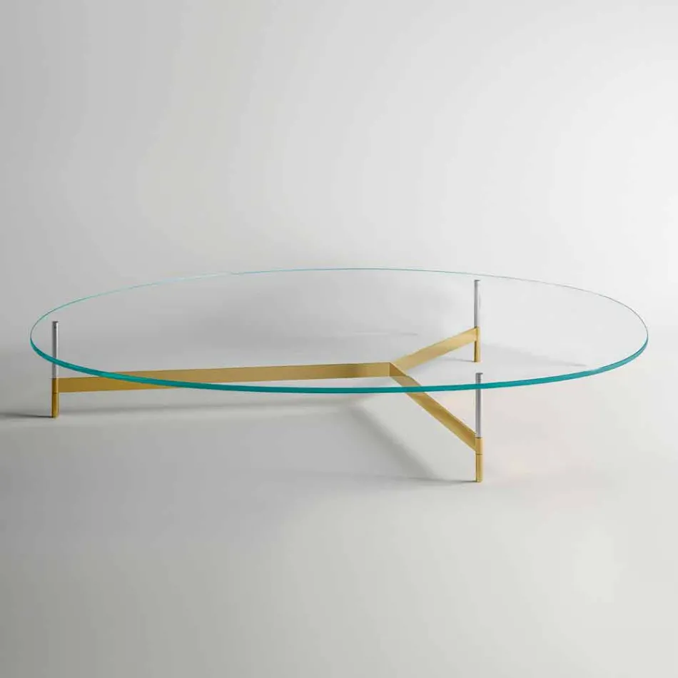 Design Couchtisch aus Glas mit Metallbasis Made in Italy - Cinci Viadurini