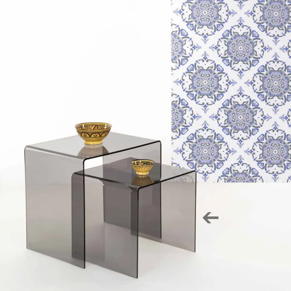 Moderner geräucherter Couchtisch 40x40cm Terry Small, made in Italy Viadurini