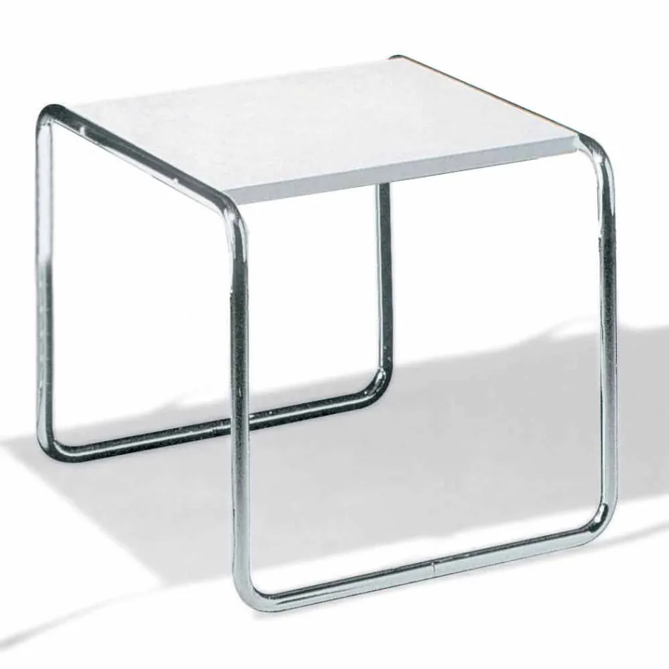 Couchtisch aus verchromtem Stahl mit laminierter Tischplatte Made in Italy - Ariete Viadurini