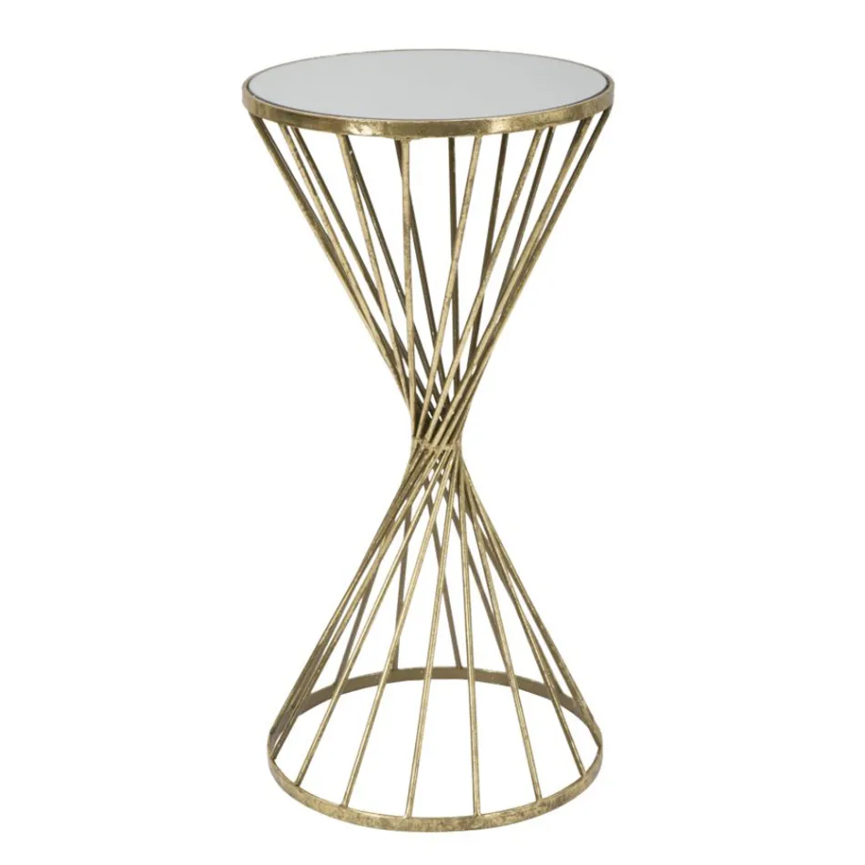 Couchtisch aus vergoldetem Eisen mit Spiegelplatte - Apricot Viadurini