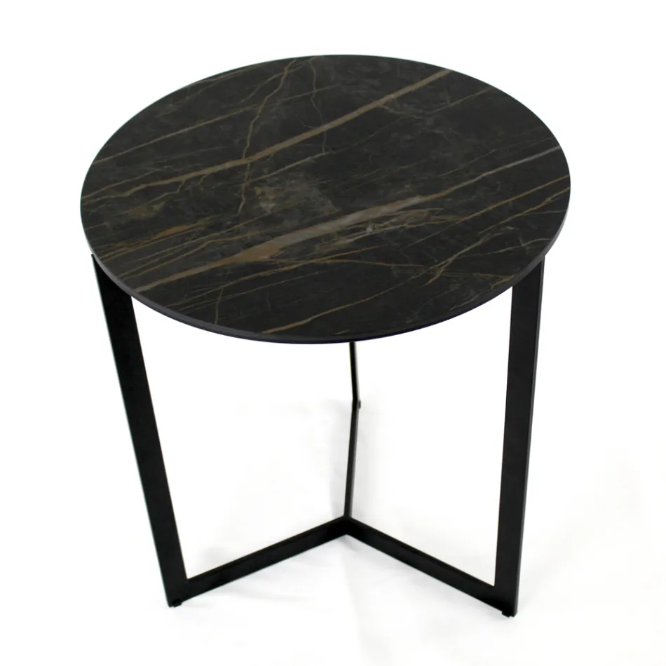 Couchtisch aus Steingut mit Stahlgestell, hergestellt in Italien – Aspira Viadurini