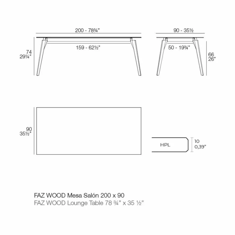 Couchtisch aus weißem oder schwarzem Laminat in 2 Größen - Faz Wood von Vondom Viadurini